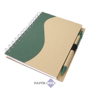   Jegyzetfüzet golyóstollal, újrahasznosított, spirálos, vonalas