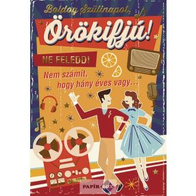 Zenélő képeslap, szülinapos, Örökifjú