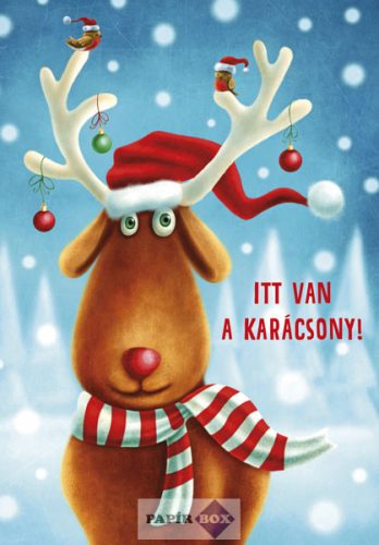 Zenélő képeslap, karácsonyi, Rudolph
