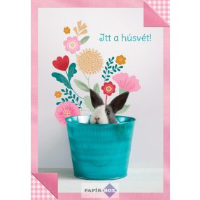 Képeslap Húsvét, Nyuszi kaspóban