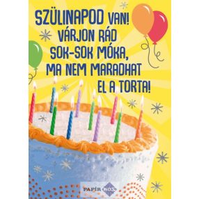 Zenélő képeslap, Szülinapos, tortás