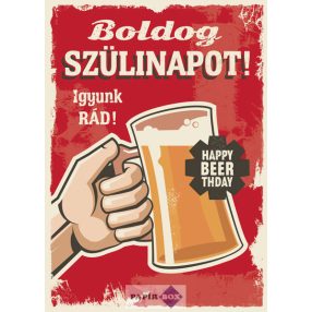 Zenélő képeslap, Szülinapos, Sörös