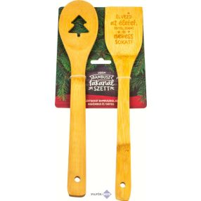 Bambusz Karácsonyi fakanál szett, Élvezd az életet...