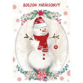Képeslap, karácsony, hóember