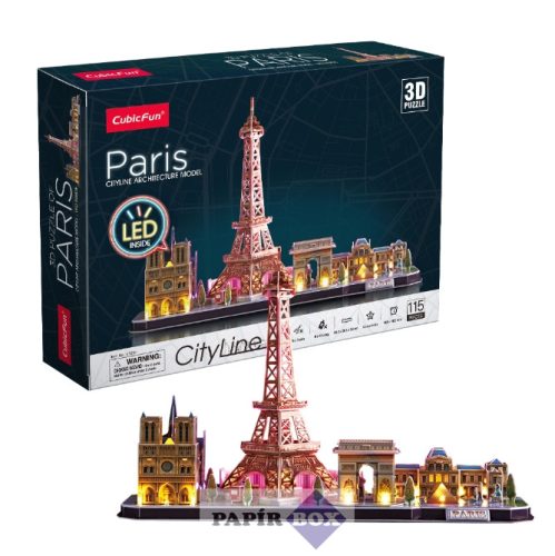 3D puzzle, City Line, Párizs LED világítással