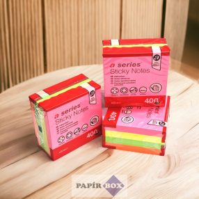   Jegyzettömb öntapadós 75x75mm 400 lap, A-series, brilliant mix