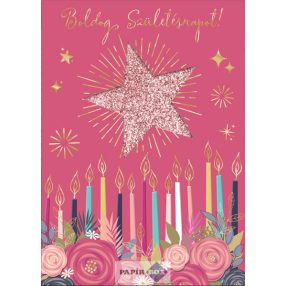 Zenélő képeslap, fénnyel, Születésnap, Csillag vagy