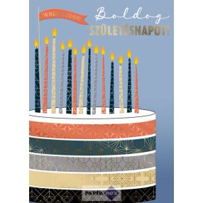 Zenélő képeslap, szülinapi tortás