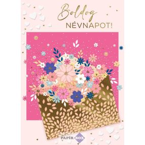 Zenélő képeslap, névnapos, Virágok