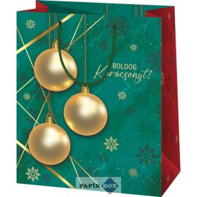 Dísztasak, nagy, karácsonyi, Zöld-arany