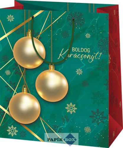 Dísztasak, nagy, karácsonyi, Zöld-arany