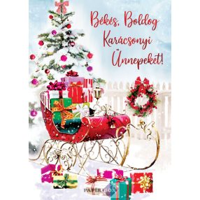 Zenélő képeslap, Karácsony, Szán ajándékokkal