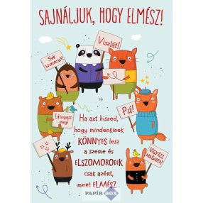 Képeslap, Sajnáljuk, hogy elmész, állatkás