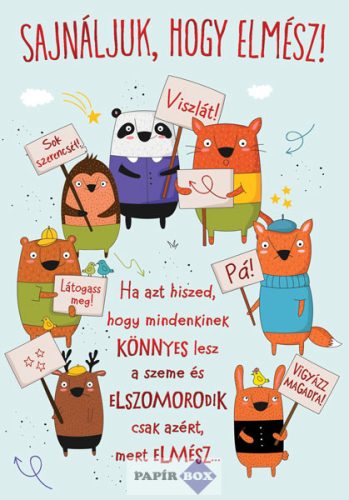 Képeslap, Sajnáljuk, hogy elmész, állatkás
