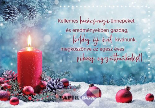 Képeslap, Karácsony, céges, Piros gyertya