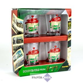 Feles pohár, 4 darabos, I love Budapest, Hungary