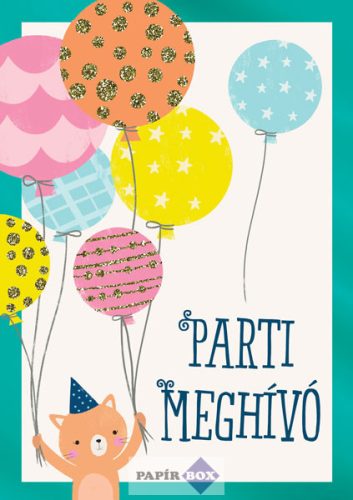 Parti meghívó - Cica lufikkal