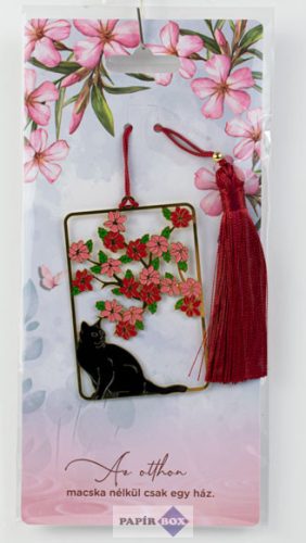 09. Fémcsipke könyvjelző, Virág macskával
