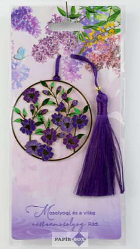 18. Fémcsipke könyvjelző, Lila virágmező