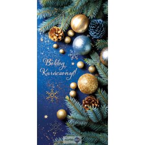 Képeslap, Többnyelvű karácsonyi, Kék-arany