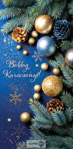 Képeslap, Többnyelvű karácsonyi, Kék-arany
