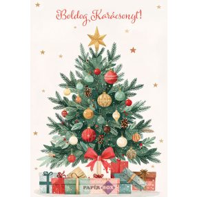 Képeslap, Karácsony, Zöld fenyő