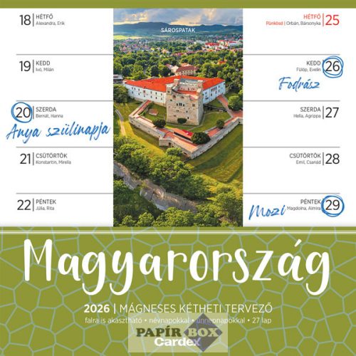 Falinaptár, 2026., mágneses, kétheti tervező, Magyarország