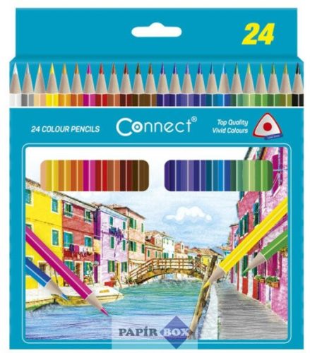 Színes ceruza készlet, háromszögletű Connect 24 klf. szín