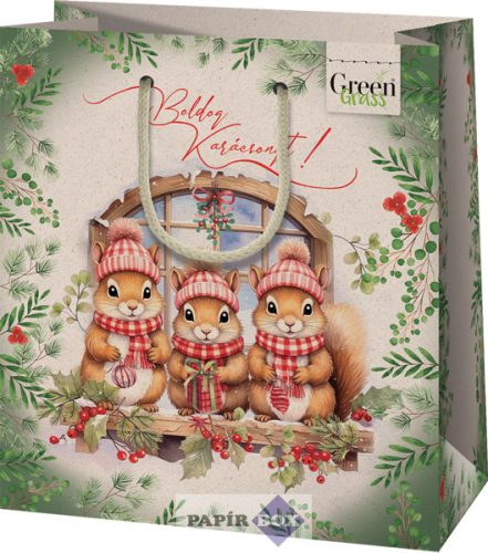 Dísztasak, közepes, fűtasak, Karácsony, Mókusok