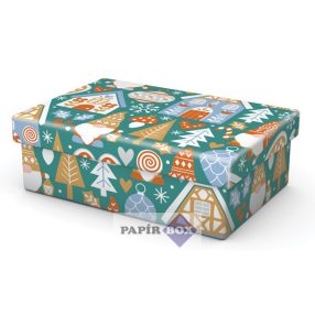 Díszdoboz, T1, Karácsonyi, Mézeskalács, 12x8x4 cm