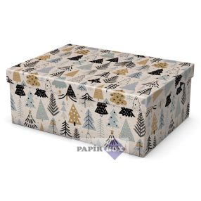 Díszdoboz, T4, Karácsonyi, Fenyőfák, 32x23x12 cm