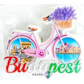 Hűtőmágnes Budapest, Bicikli levendulával