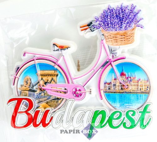 Hűtőmágnes Budapest, Bicikli levendulával