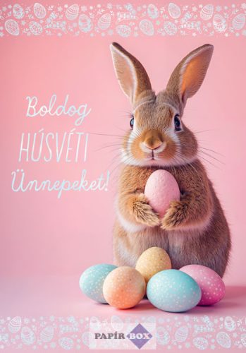 Képeslap, Húsvét, Nyuszi tojásokkal