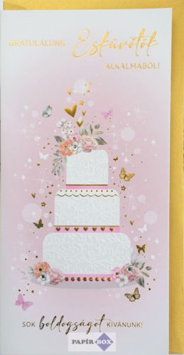Képeslap, Esküvő, zsebes, Emeletes torta