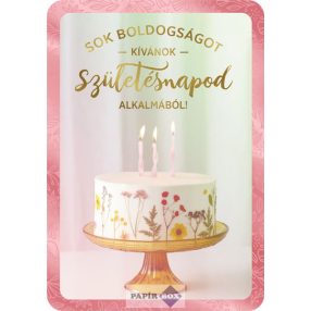 Képeslap, Születésnap, Virágos torta