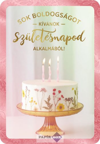 Képeslap, Születésnap, Virágos torta