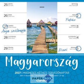   Falinaptár, 2027., mágneses, kétheti tervező, Magyarország
