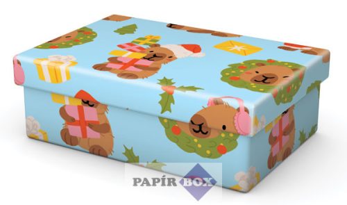 Díszdoboz, T1 (12x8x4 cm), Karácsony, Capybara
