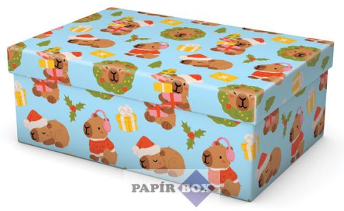 Díszdoboz, T3 (24x16x9 cm), Karácsony, Capybara