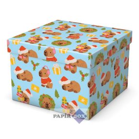 Díszdoboz, N4 (20x20x14 cm), Karácsony, Capybara