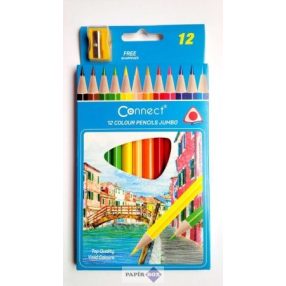   Színes ceruza készlet, háromszögletű vastag Connect 12 klf. szín