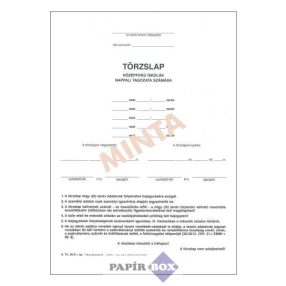   A.TÜ 30/K Törzslap középfokú iskolák nappali tagozata számára