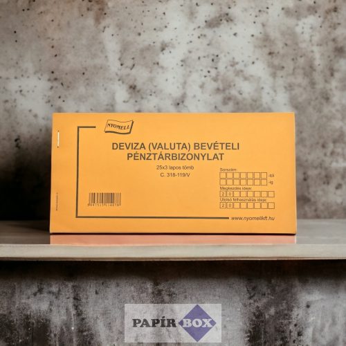 C.318-119/V Deviza-valuta bevételi pénztárbizonylat