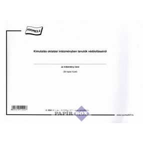   C.3334-19 Kimutatás oktatási intézményben tanulók védőoltásairól, fekvő, 50 lapos, A/4