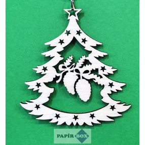 Karácsonyfadísz, áttört fa, makkos