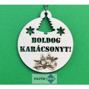 Karácsonyfadísz, áttört fa, Boldog karácsonyt