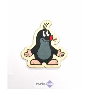 Hűtőmágnes, fa, festett, Kisvakond