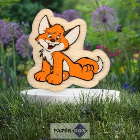 Hűtőmágnes, fa, festett, Vuk