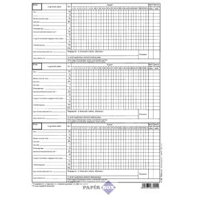   A.TÜ 724/A Felvételi és mulasztási napló belív, 4 oldal, A/4